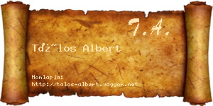 Tálos Albert névjegykártya